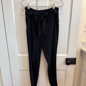 Veronica Beard Black Tie-Waist Trousers